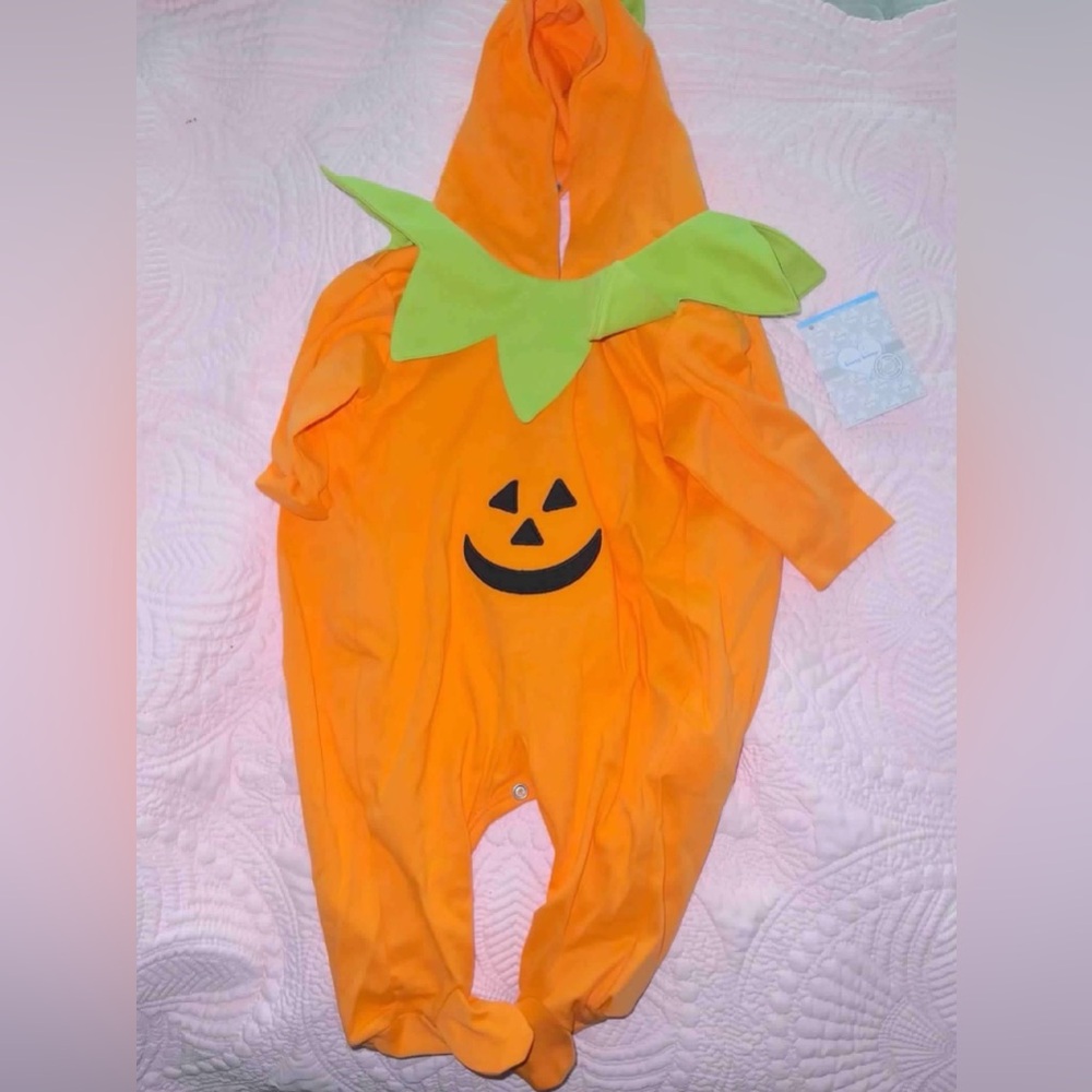 Kissy Kissy Orange Pumpkin Costume with Green Leaf